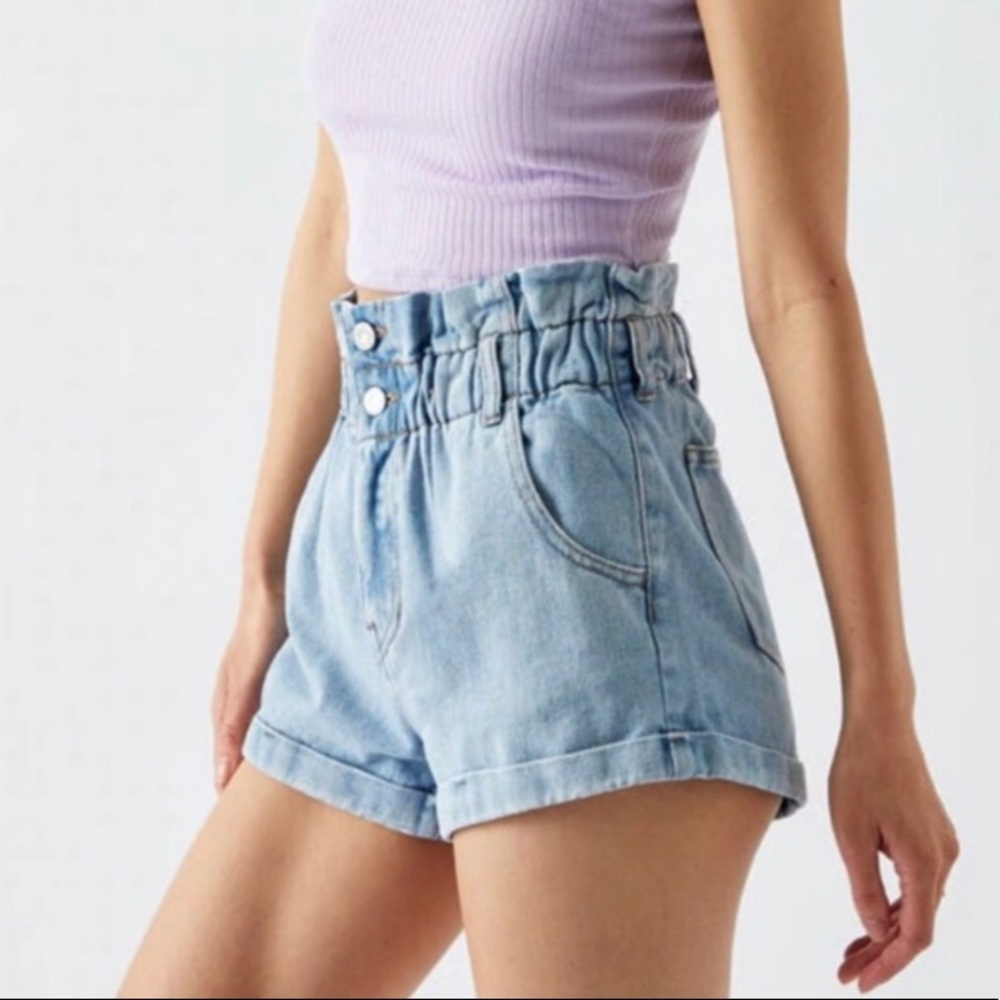 Light wash mom paper bag PacSun shorts